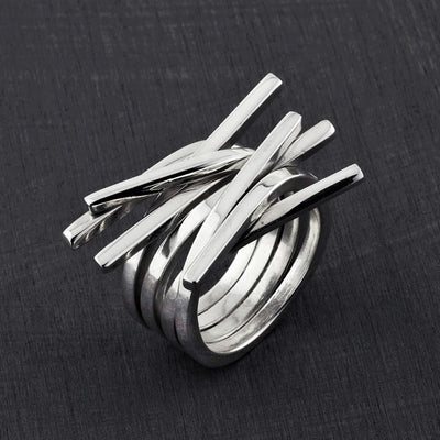 sterling silver criss cross statement ring