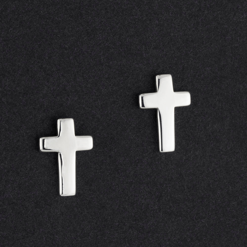 sterling silver cross stud earrings
