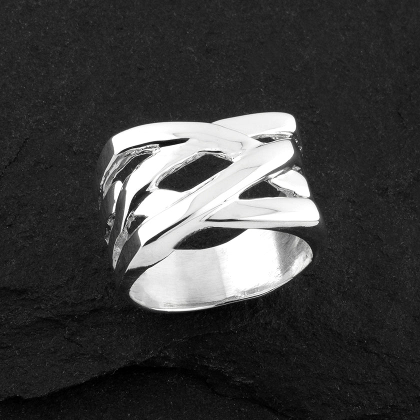 sterling silver crossover ring