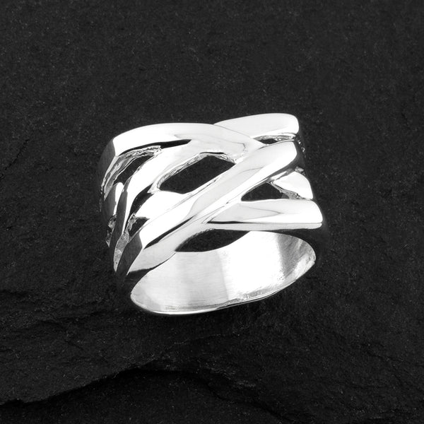 Sterling Silver Crossover Ring - Reveka Rose