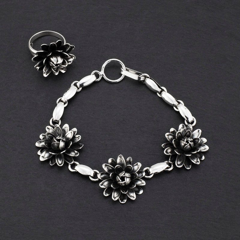 sterling silver dahlia bracelet