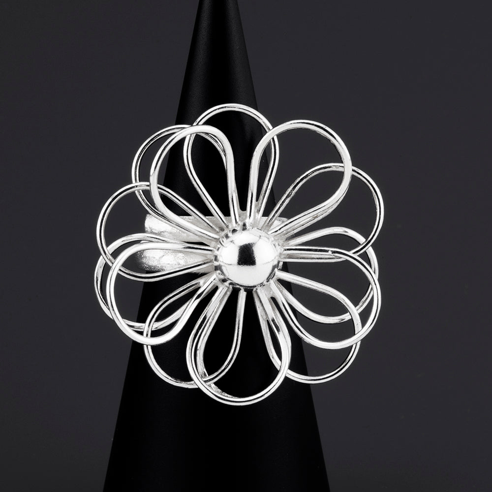 sterling silver daisy statement ring