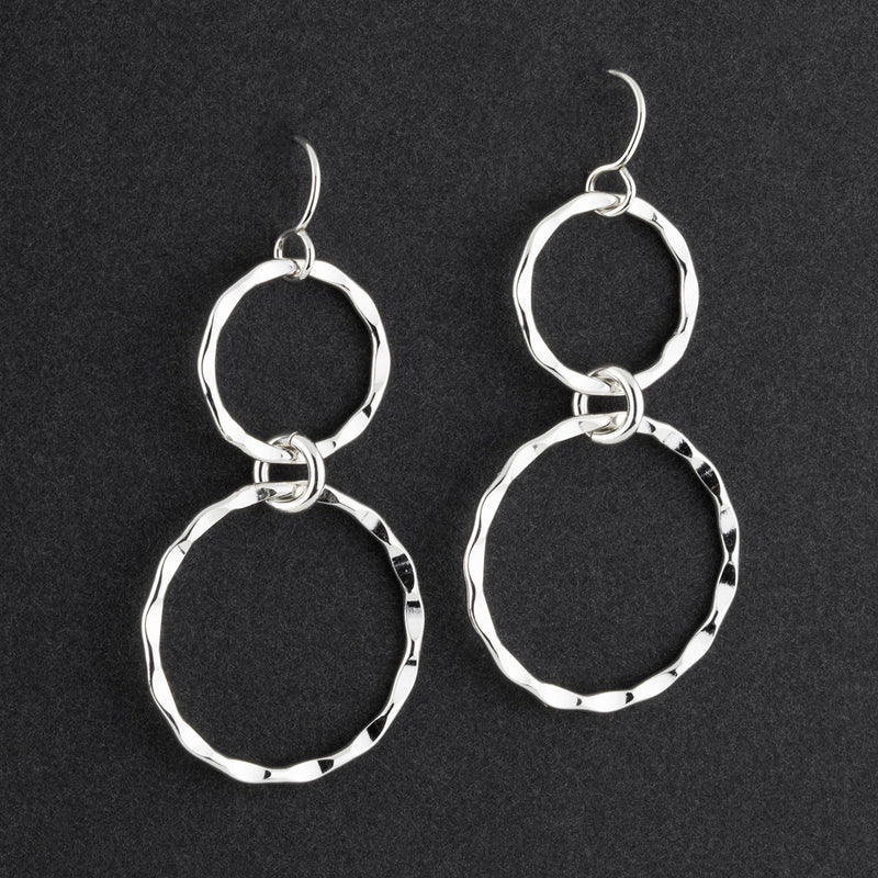 sterling silver double circle dangle earrings