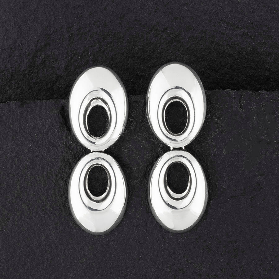 sterling silver double oval drop earrings
