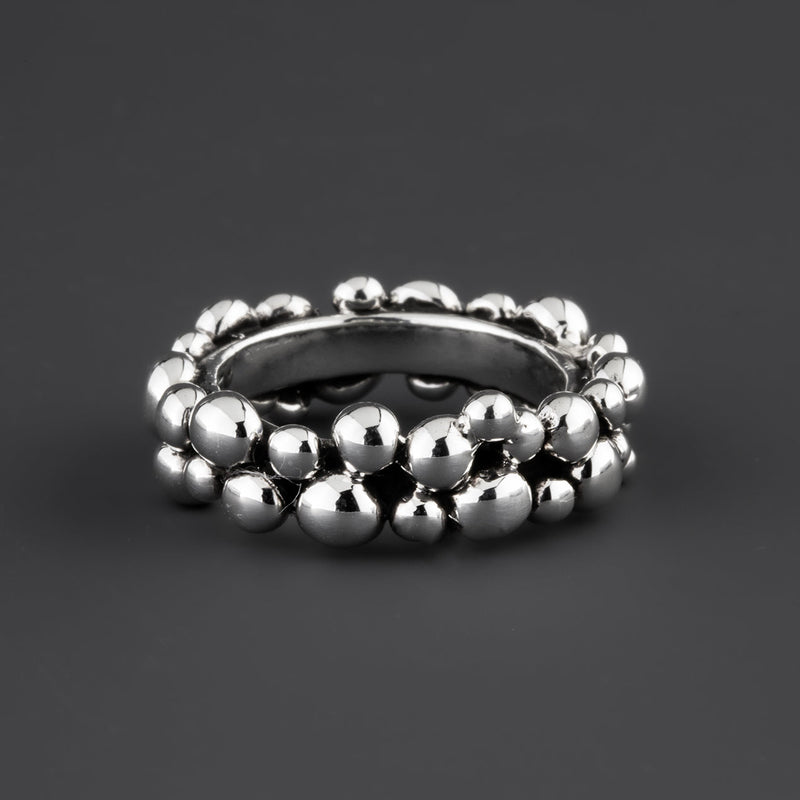 sterling silver double row bead band ring