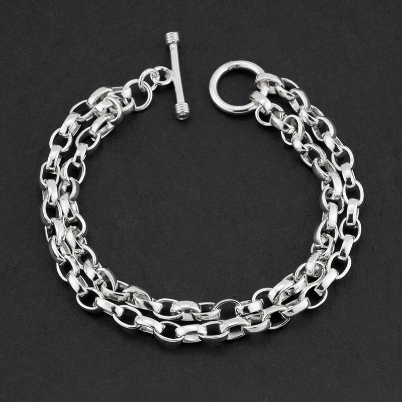 sterling silver double strand chain bracelet