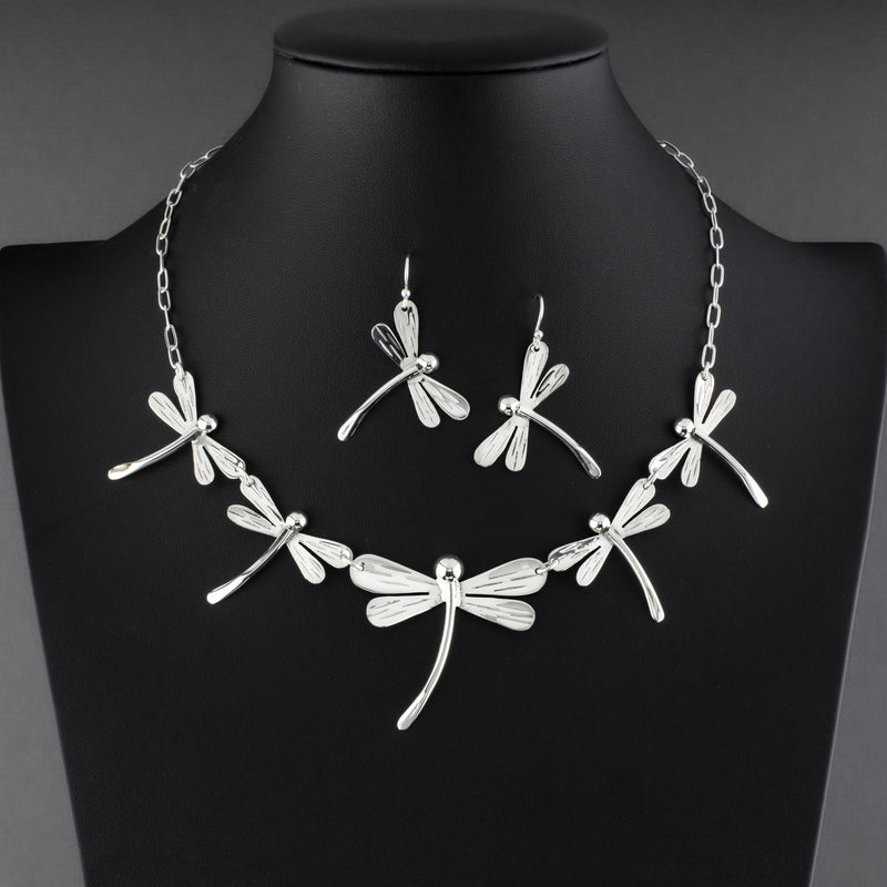 sterling silver dragonfly necklace earrings set