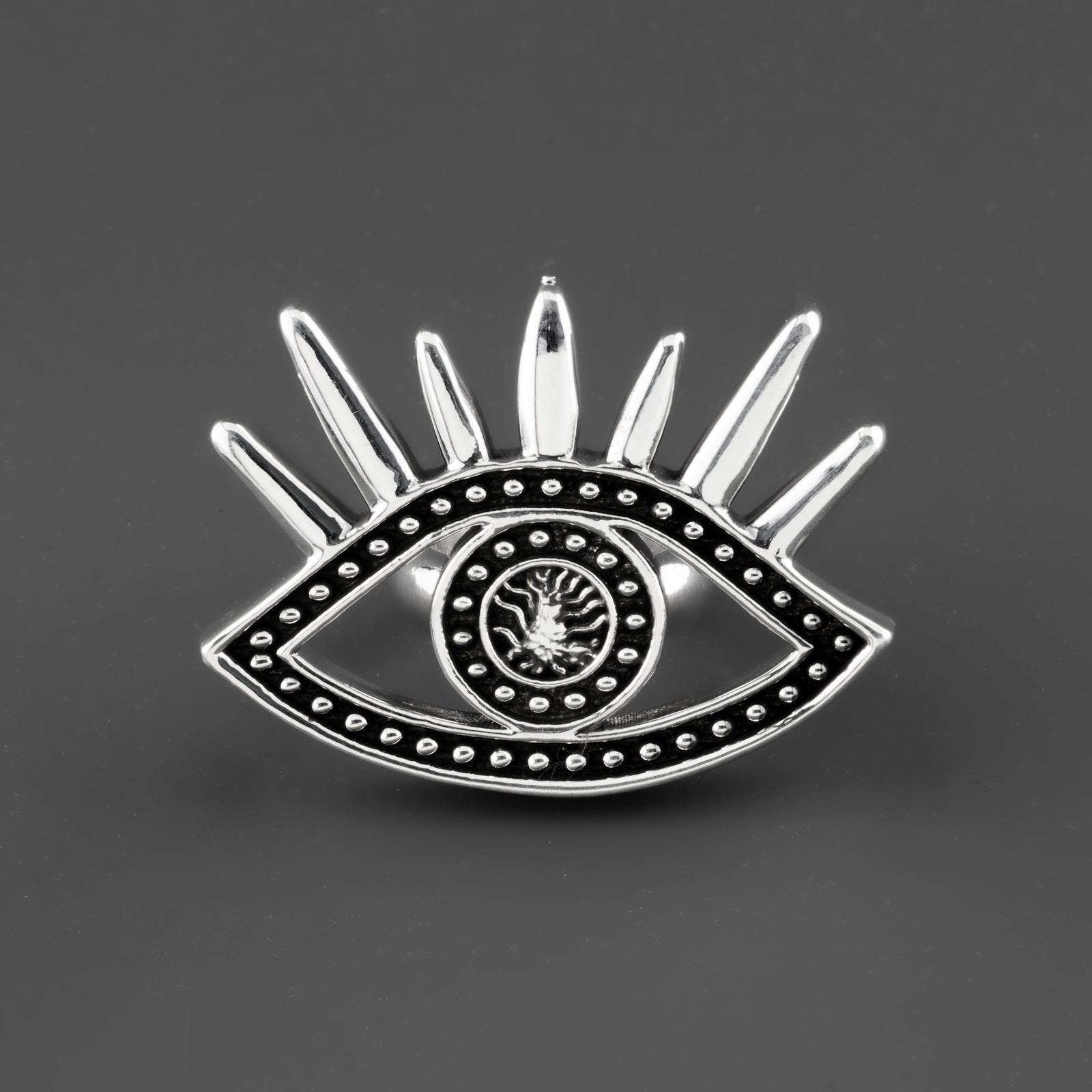 sterling silver evil eye statement ring