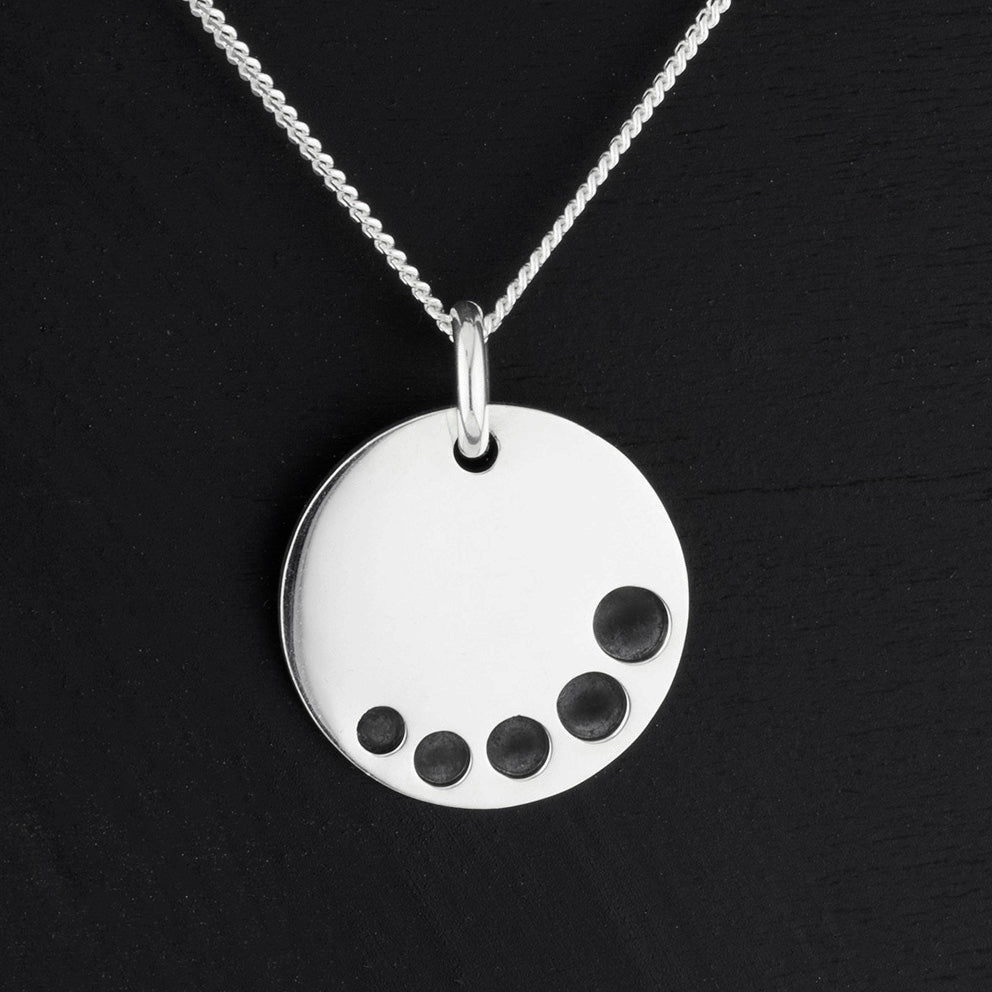 sterling silver five moons pendant necklace