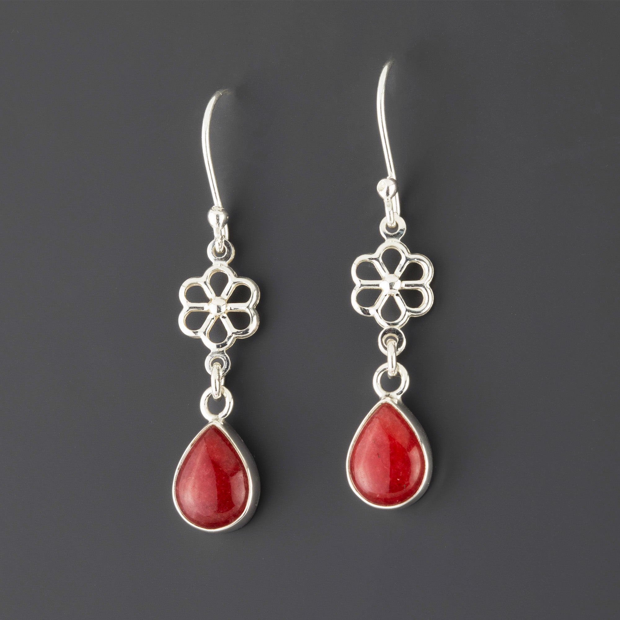 sterling silver floral drop earrings