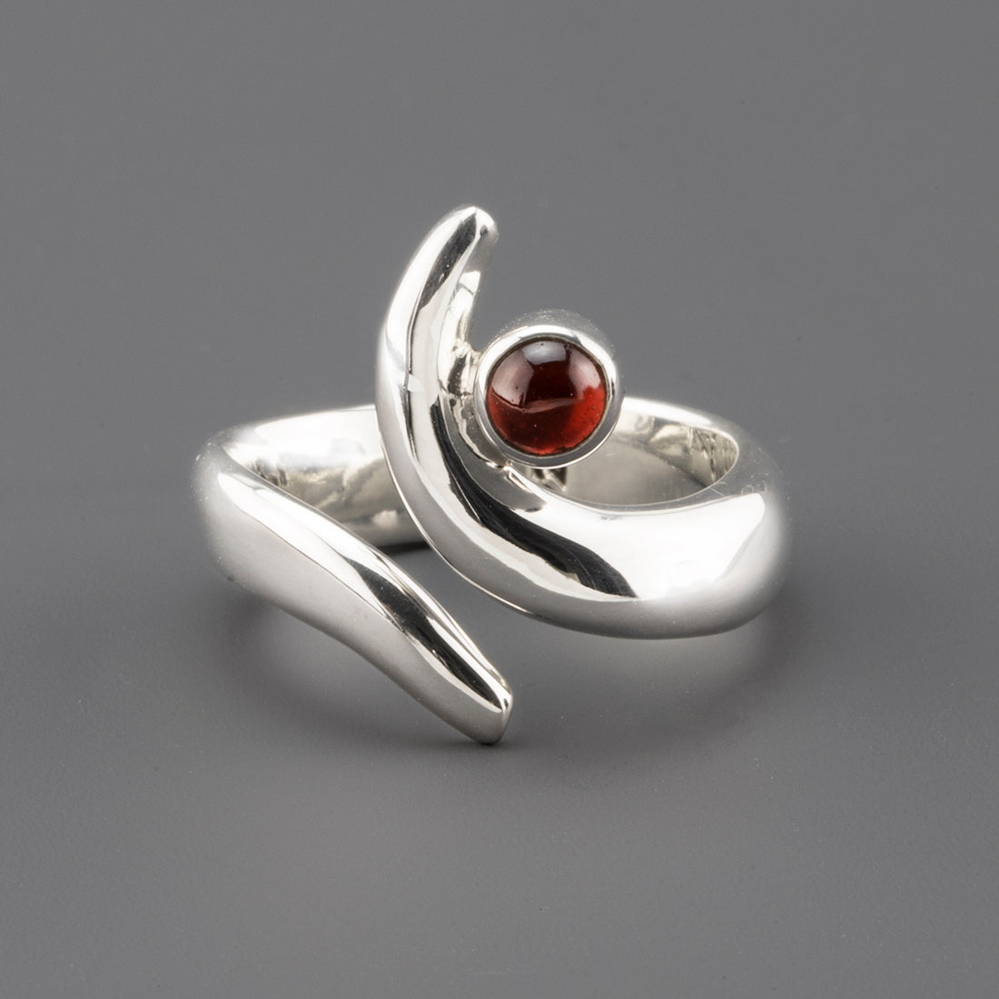 sterling silver garnet twist ring