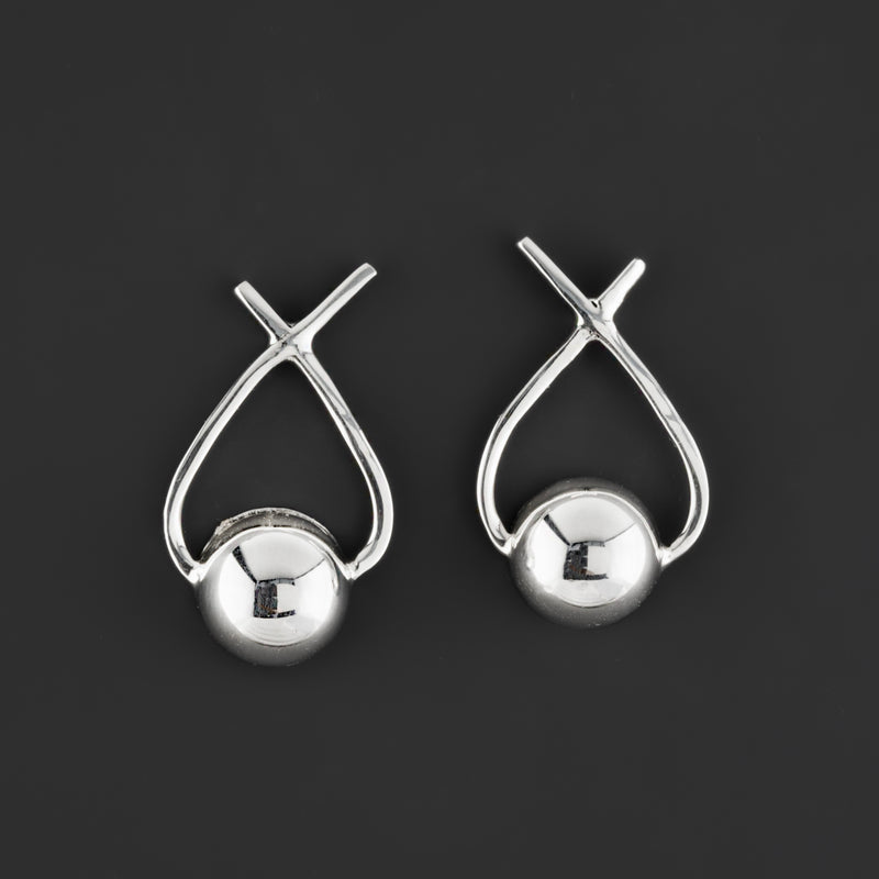 sterling silver geometric stud earrings