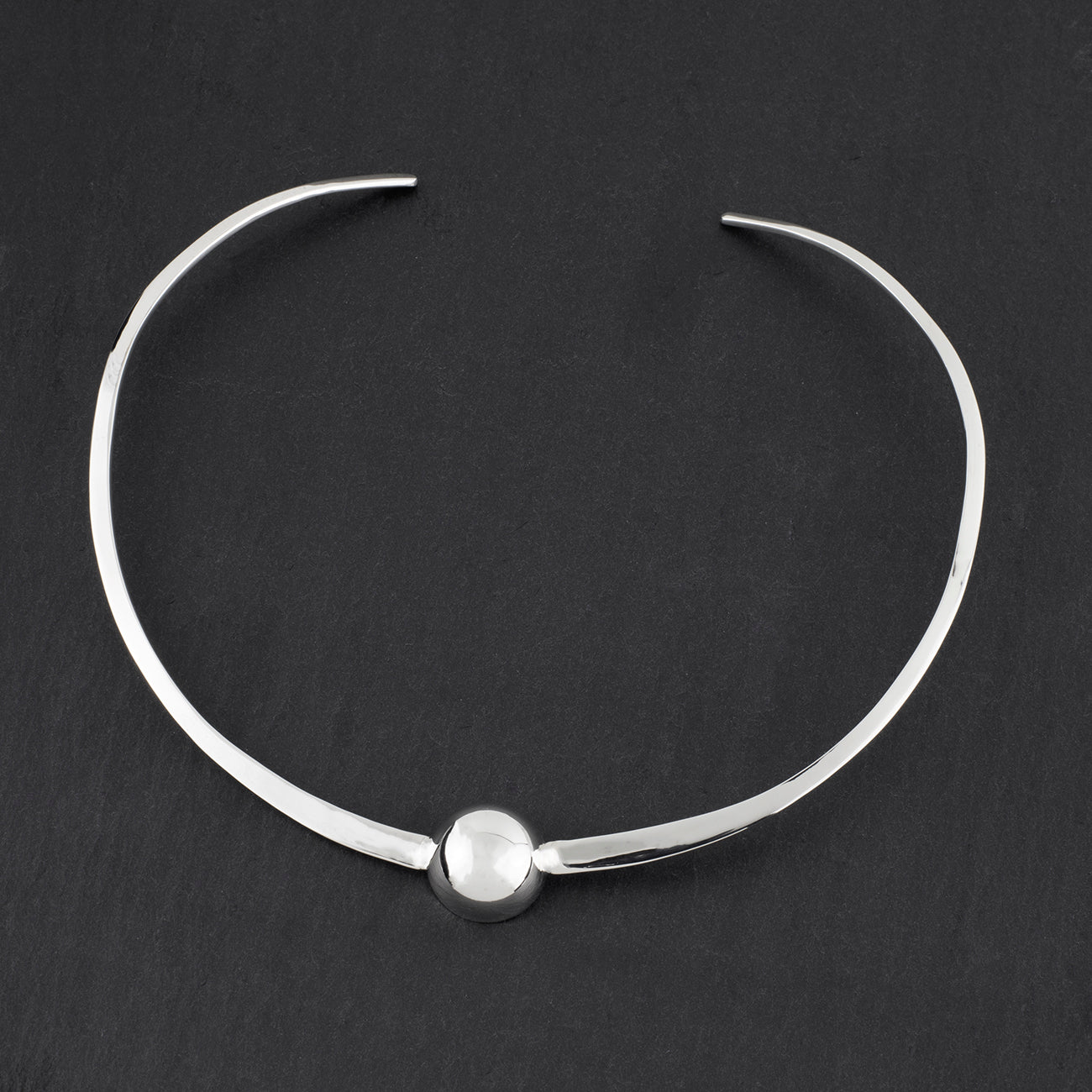 sterling silver half ball choker necklace
