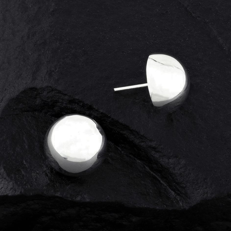 sterling silver half ball stud earrings