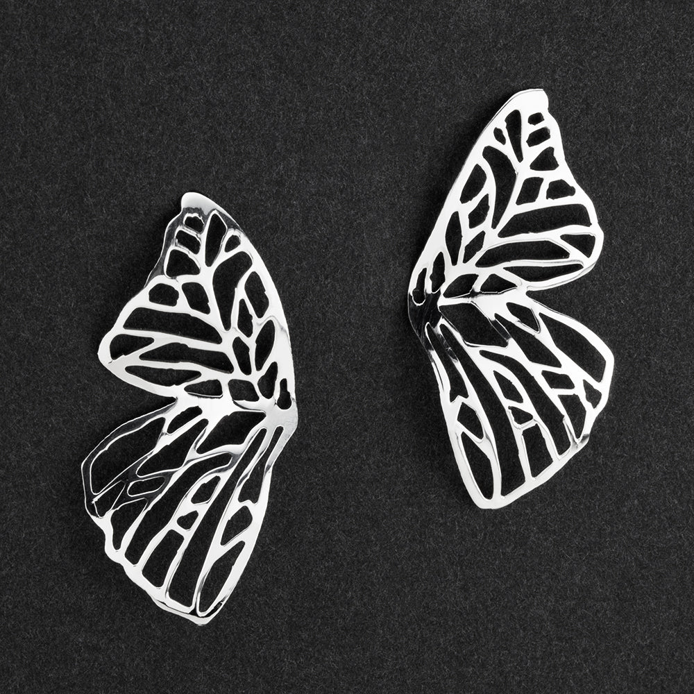 sterling silver half butterfly wing earrings