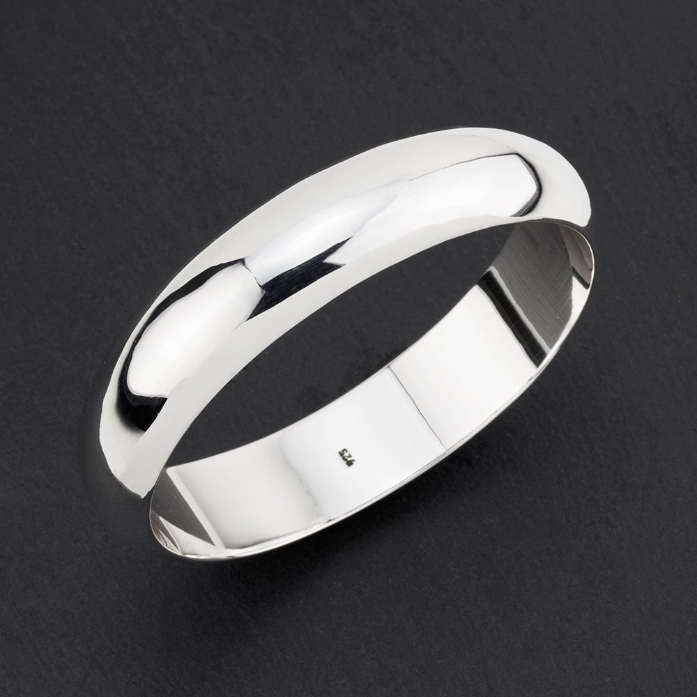 sterling silver half round bangle bracelet