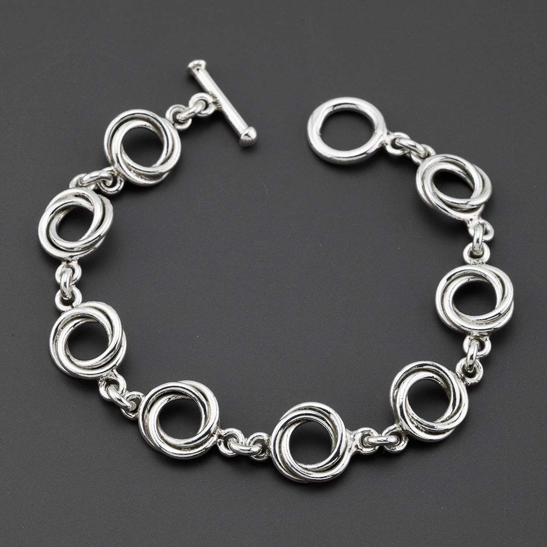 sterling silver halo link bracelet