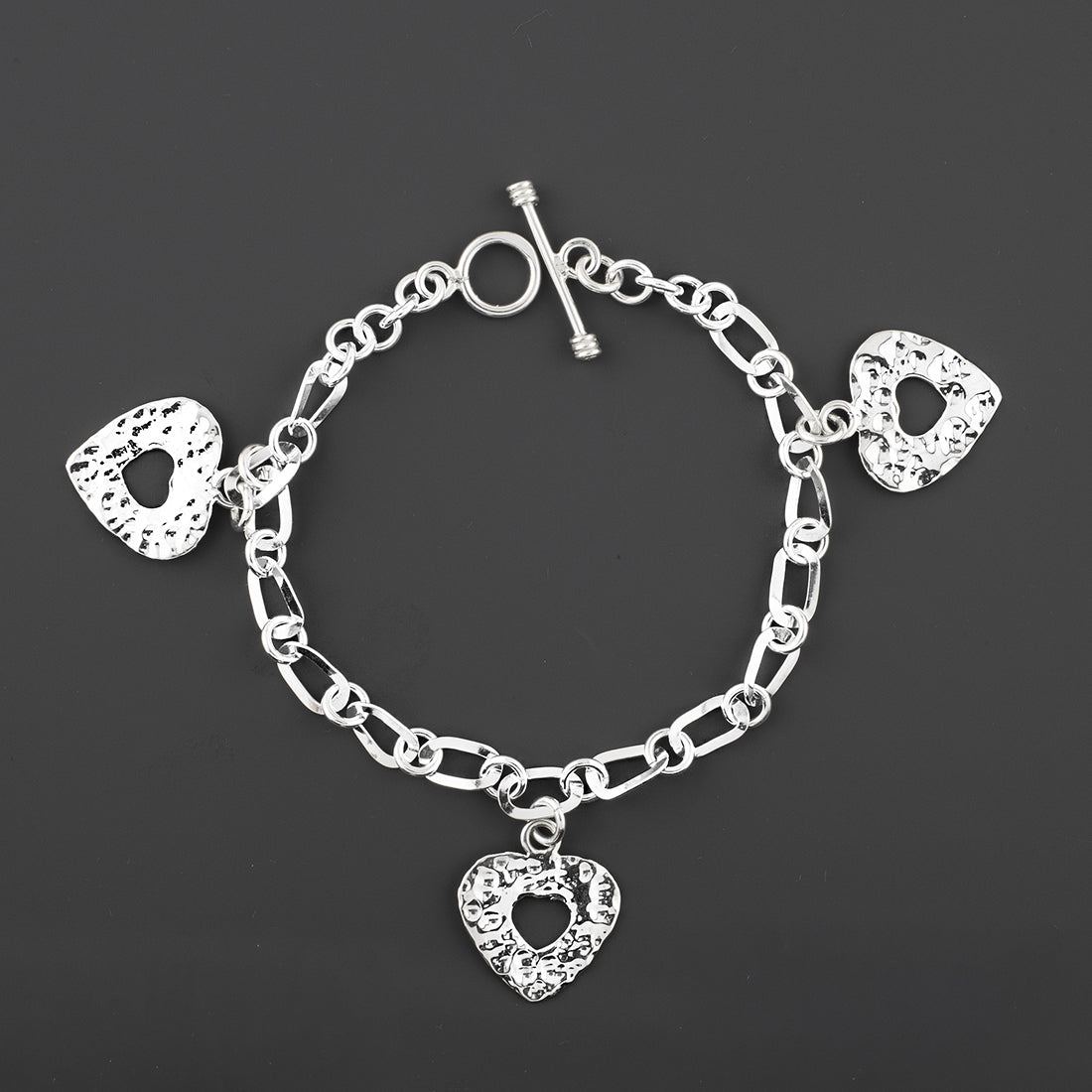 sterling silver heart charm bracelet