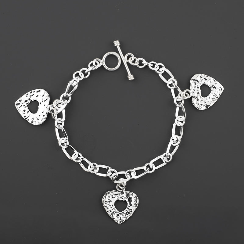 sterling silver heart charm bracelet