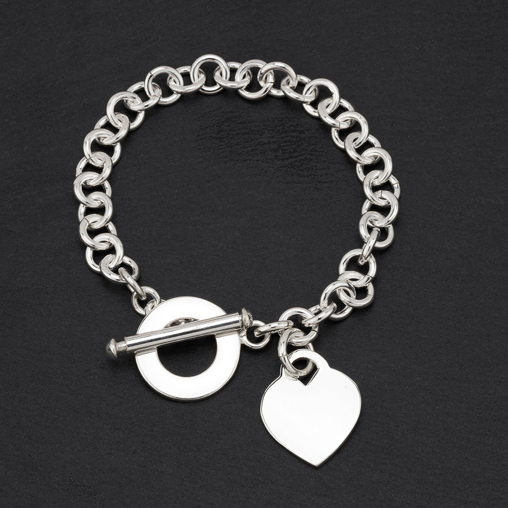 sterling silver heart toggle bracelet