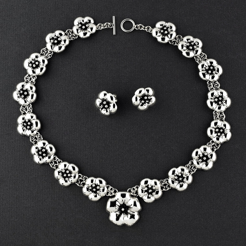 sterling silver hibiscus blossom set
