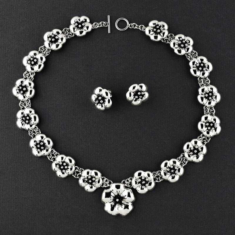 sterling silver hibiscus blossom set