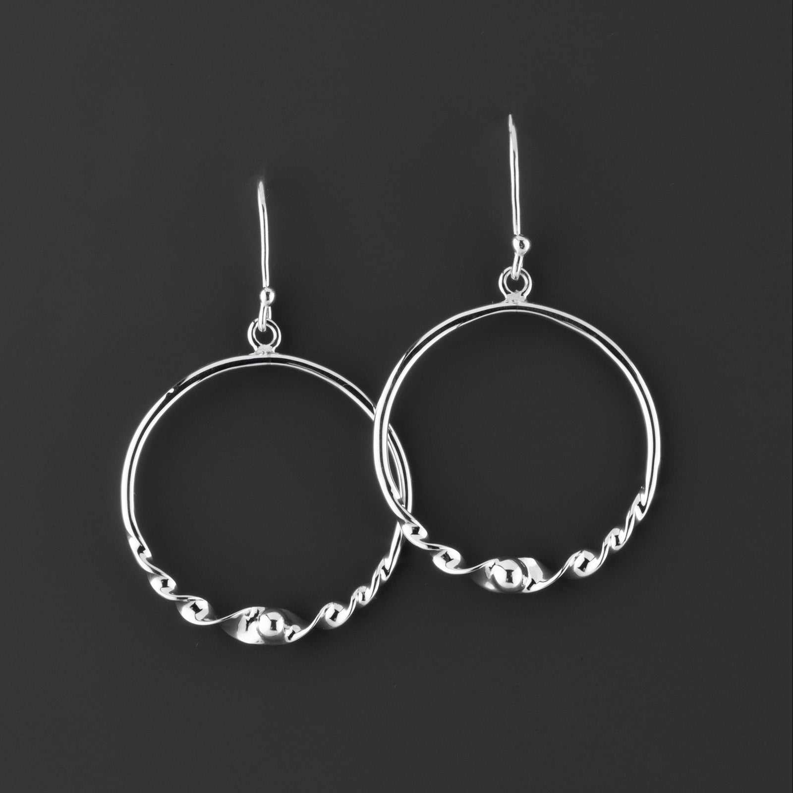sterling silver hoop dangle earrings