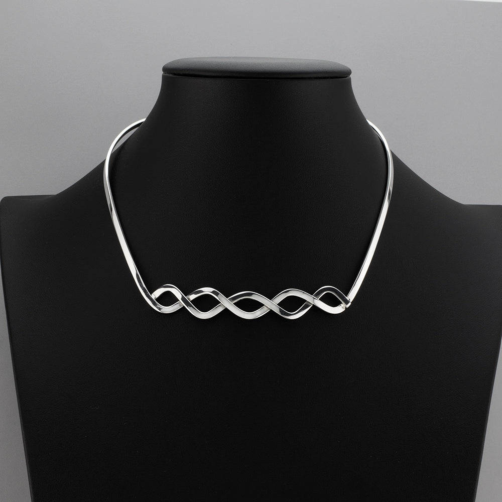 sterling silver intertwoven choker necklace