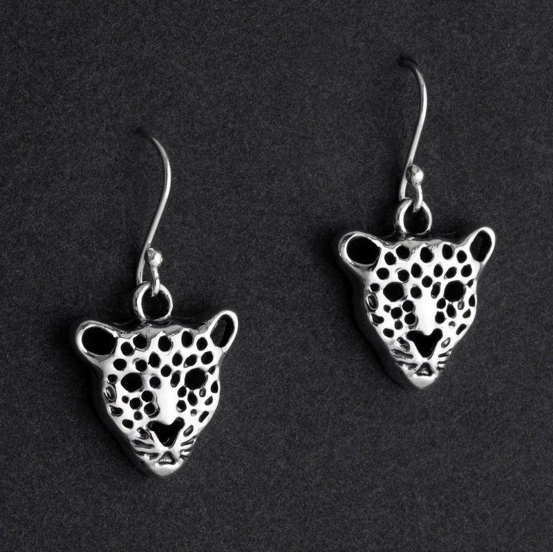 sterling silver jaguar head drop earrings