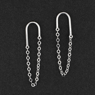 sterling silver long chain dangle earrings
