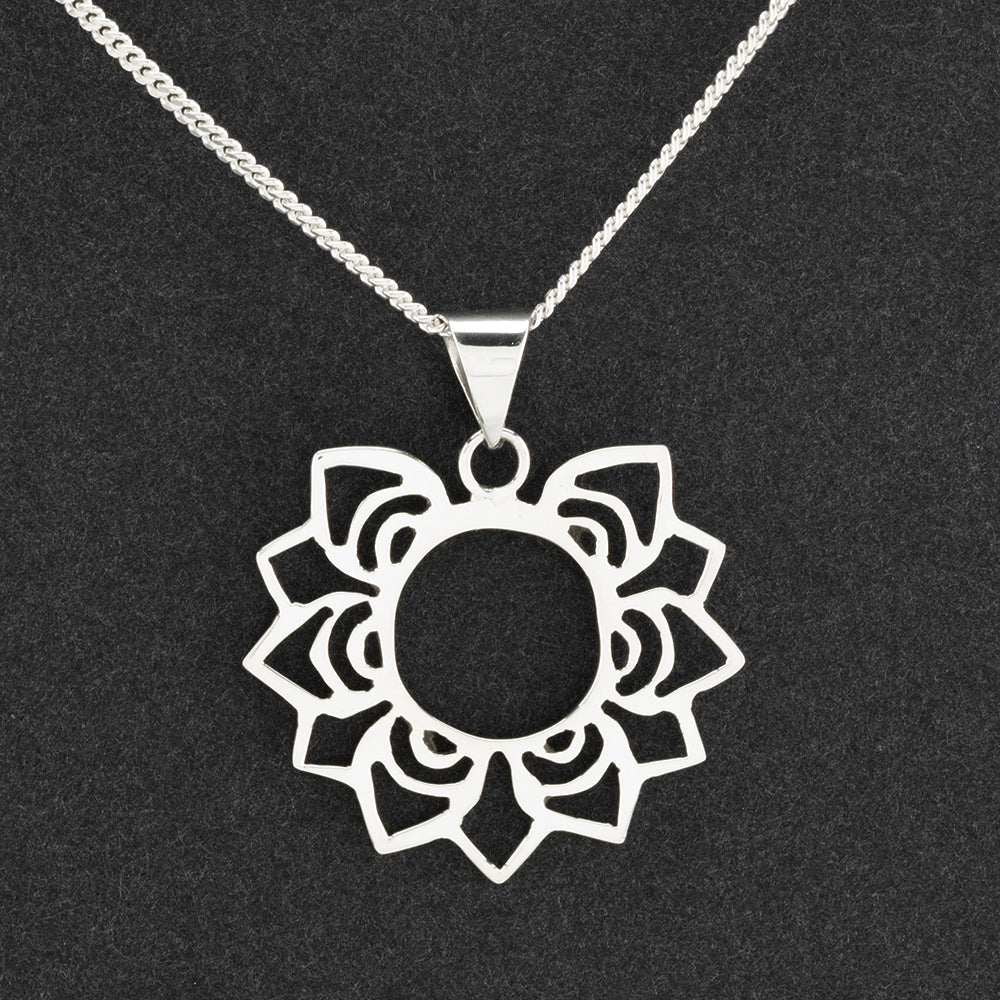 sterling silver lotus pendant necklace