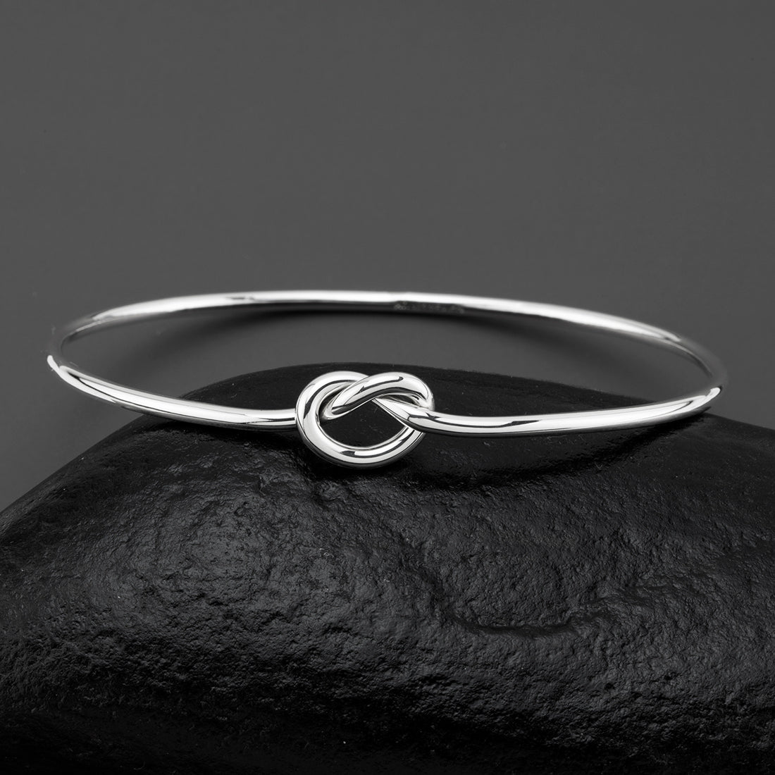 sterling silver love knot bangle bracelet