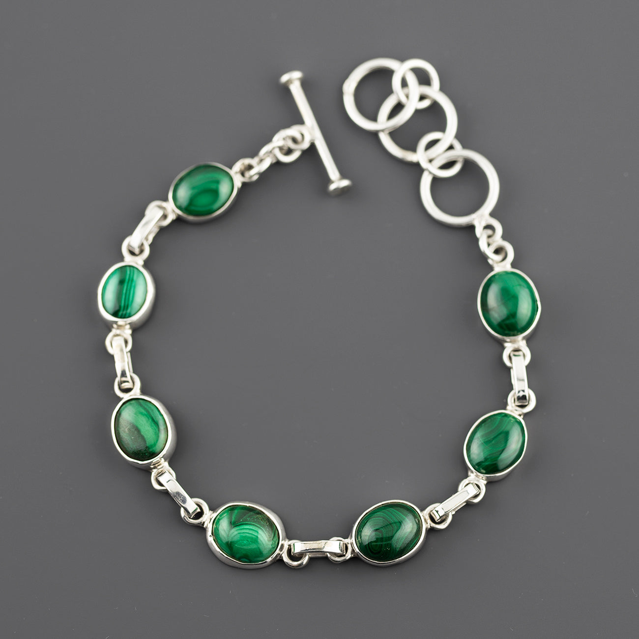 sterling silver malachite bracelet