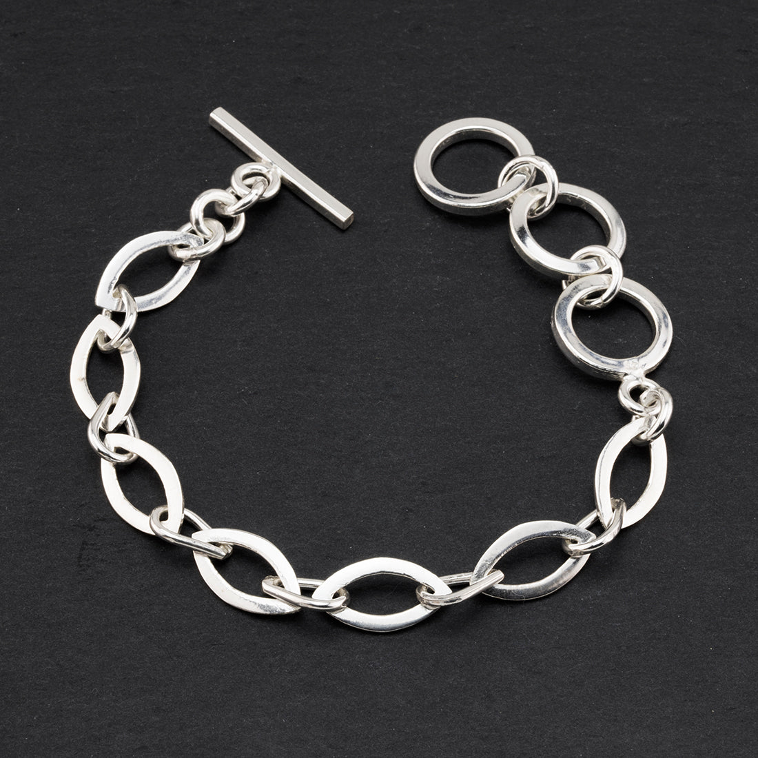 sterling silver marquise link bracelet