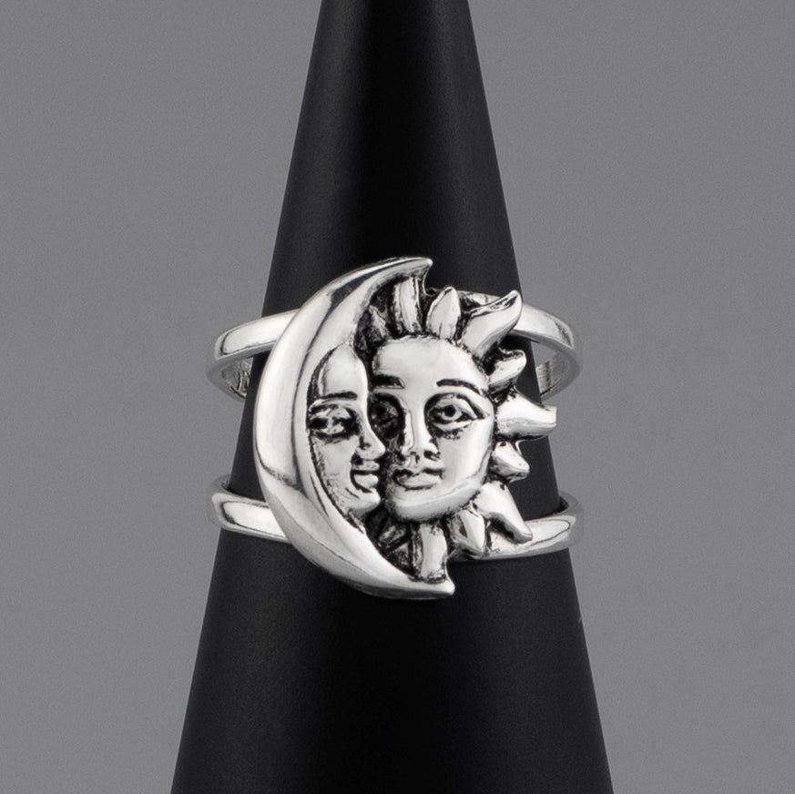 sterling silver moon and sun ring