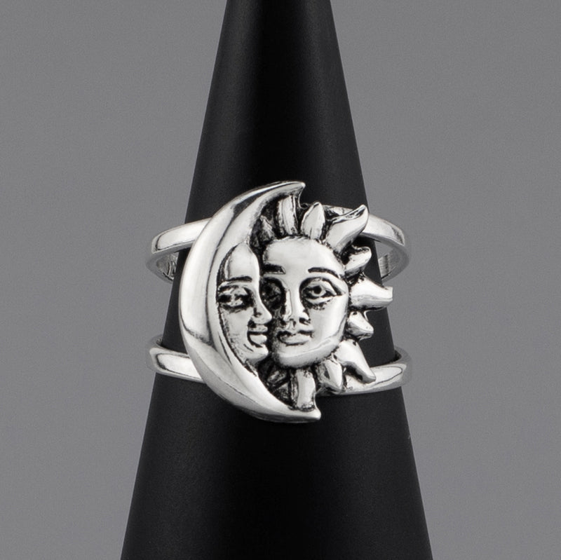 sterling silver moon and sun ring