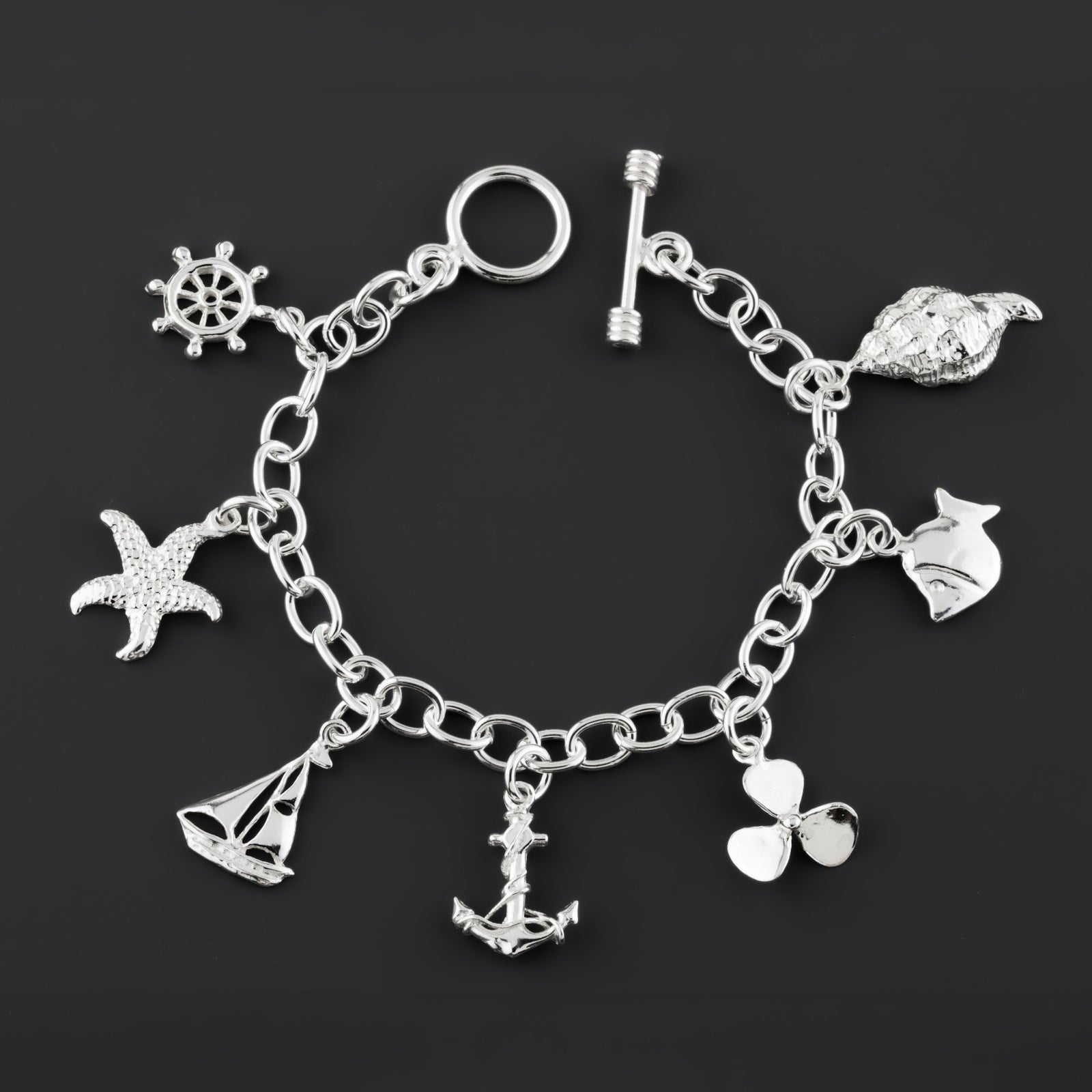 sterling silver nautical charm bracelet