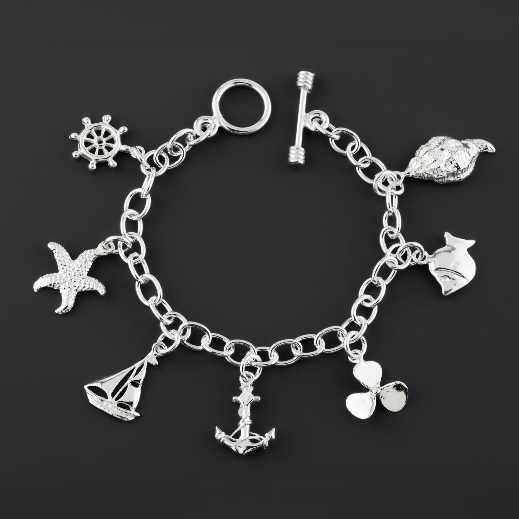 sterling silver nautical charm bracelet