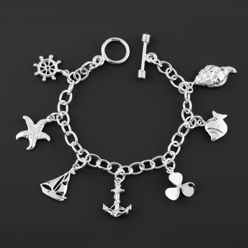 sterling silver nautical charm bracelet