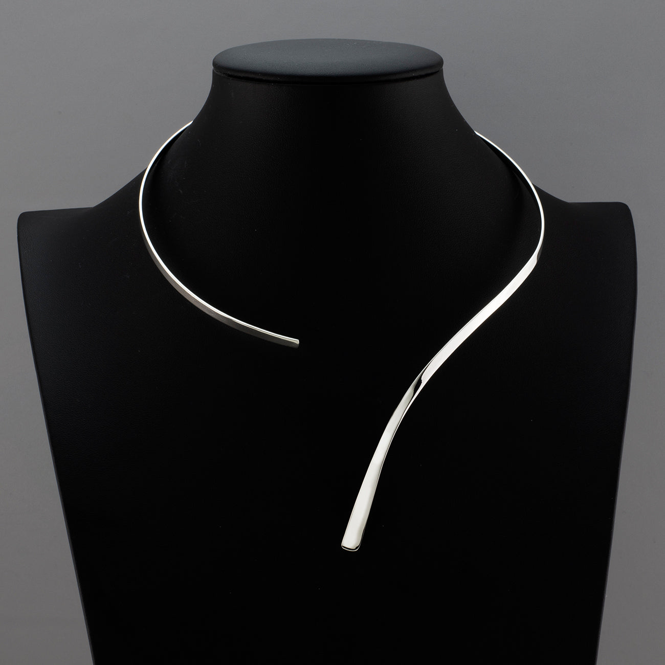 sterling silver open front choker necklace