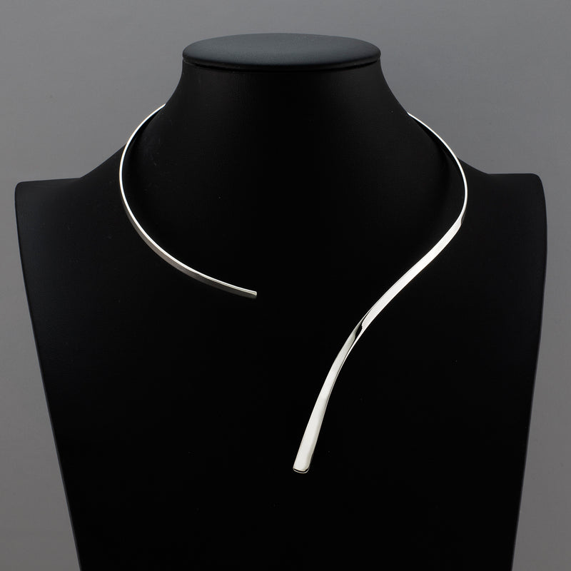 sterling silver open front choker necklace