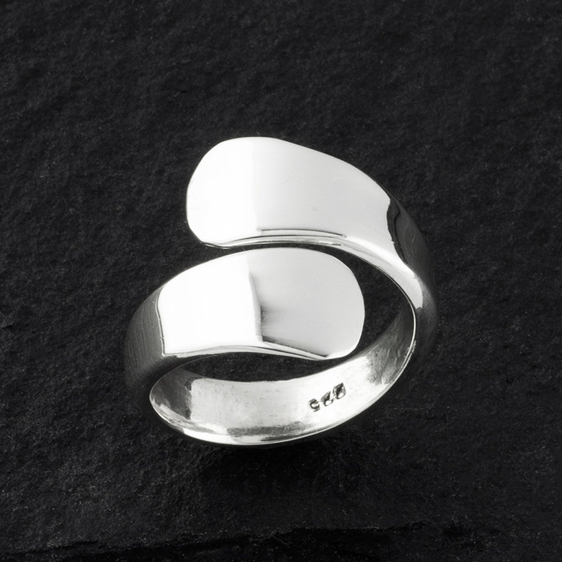 sterling silver open front wrap ring