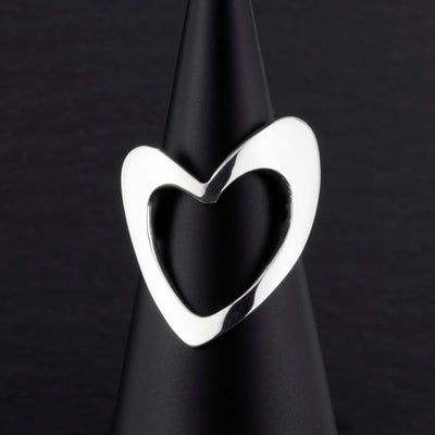 sterling silver open heart ring