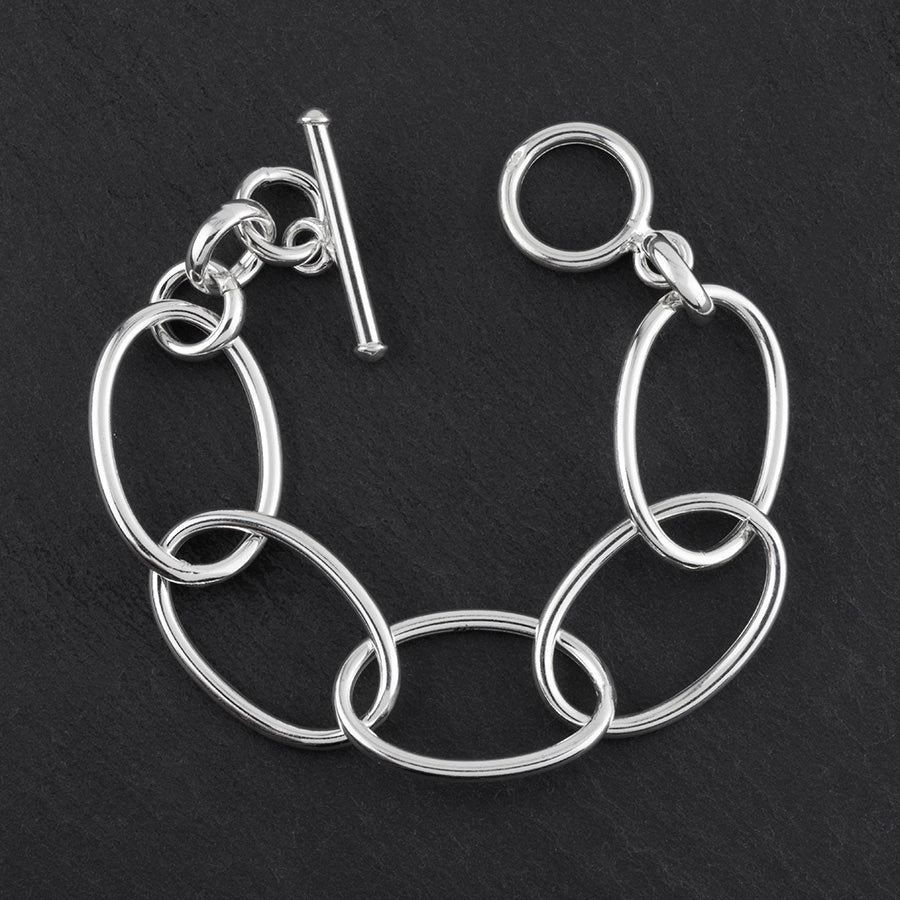 sterling silver oval link bracelet