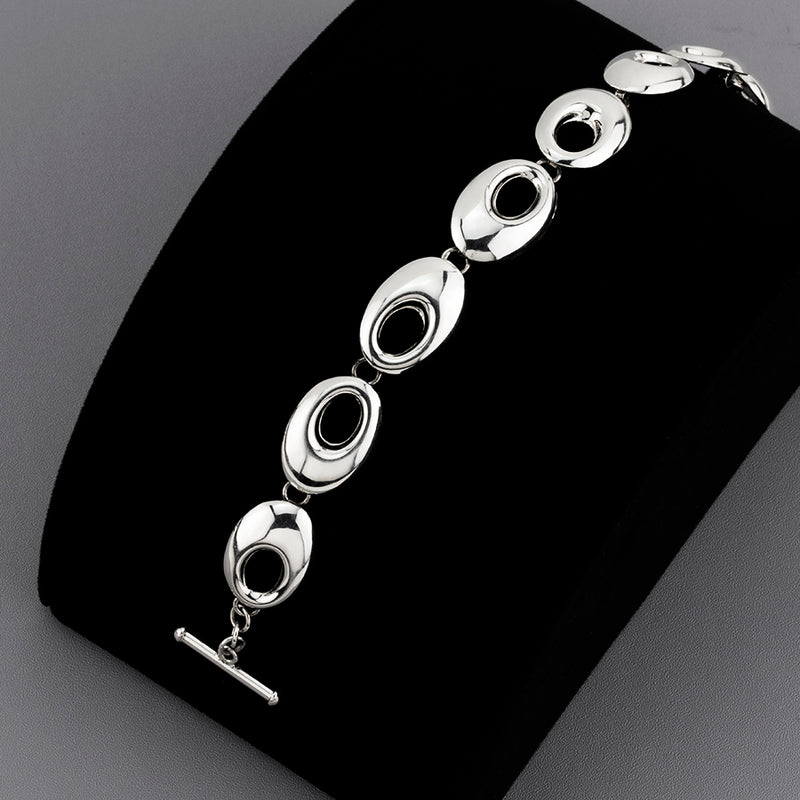 Modern Ovals Sterling Silver Link Bracelet