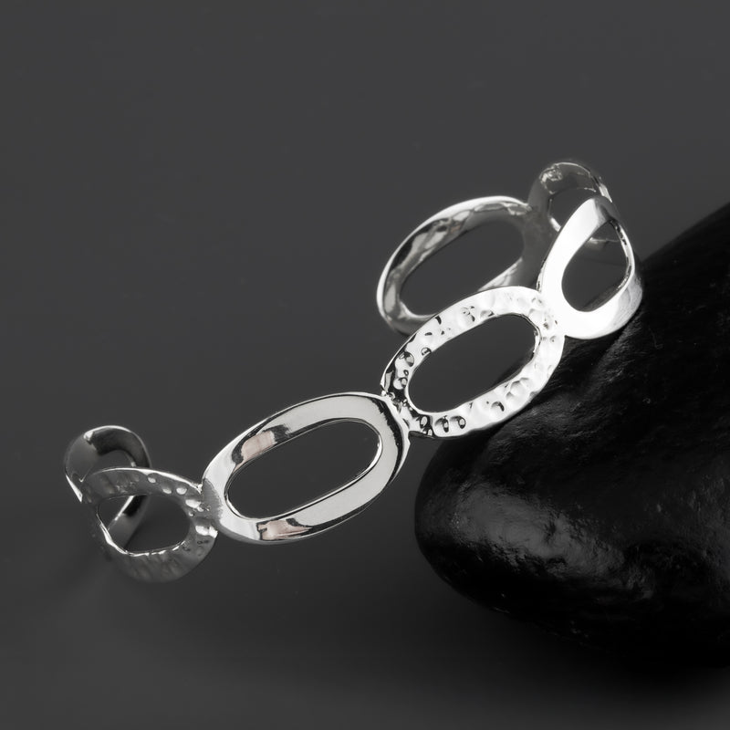sterling silver oval link cuff bracelet