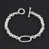 sterling silver oval pendant chain bracelet