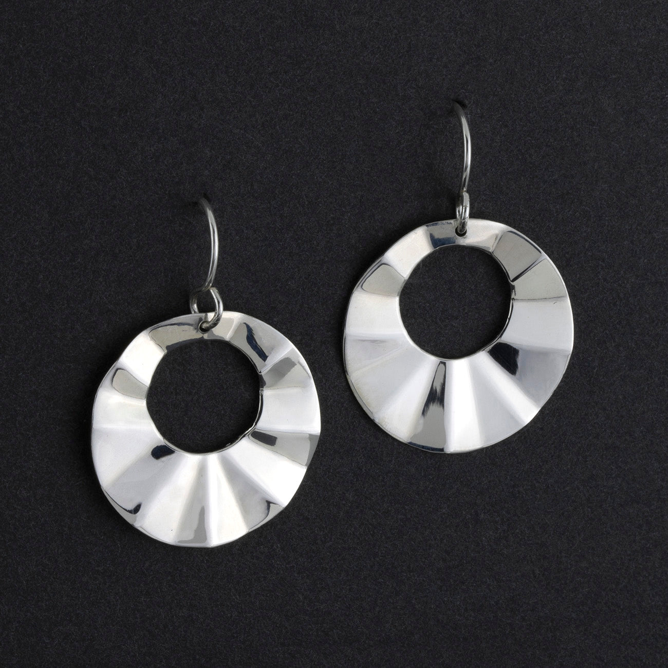 sterling silver pleated dangle earrings