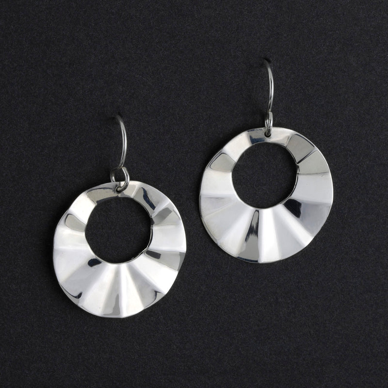 sterling silver pleated dangle earrings