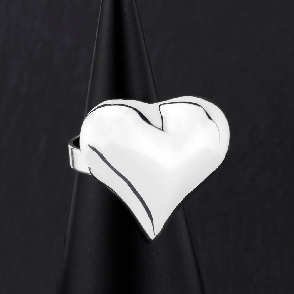 sterling silver puffy heart ring